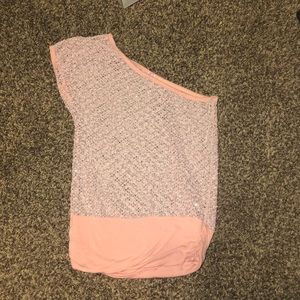 One shoulder peach top